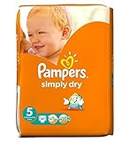 単にパンパースドライおむつサイズ5大パック - 41おむつ (Pampers) (x2) - Pampers Simply Dry Nappies Size 5 Large Pack - 41 Nap