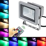 Lixada 10W RGB LED投光器　IP65防水仕様　16色イルミネーション　 リモコン付け カラ変え 産業用 作業灯 看板灯 庭照明 景観照明 玄関ライト