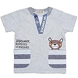 【本体綿100％】2017年 夏物 ZOOMIC ズーミック 天竺 開き見せポケ アップリケ 半袖Ｔシャツ ライトグレー◇90cm