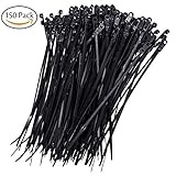 Darller 150個プレミアムHeavy Duty Zip Ties – ブラック8インチナイロンケーブルタイ – プラスチックワイヤタイラップ One Size ACS-017-1