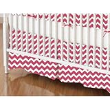 SheetWorld - Crib Skirt (28 x 52) - Hot Pink Chevron Zigzag - Made In USA by sheetworld