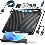 ブルーレイドライブ外付け USB-A/TypeC対応 再生/読み込み/書き込み/焼き対応 BD/CD/DVDプレーヤー ポータブル Blu-ray ドライブ Windows/Mac対応 外付けブルーレイドライブ 120cm給電ケーブル付き（black）