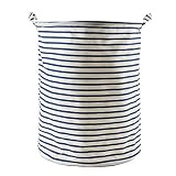 weimay Folding Laundry Hamper – ランドリーストレージバスケットBin靴下ストレージボックストイ布オーガナイザーハンドル付き(レッドストライプ) 40*50cm ブルー 