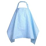 Simpleplan　授乳ケープ　授乳エプロン　授乳カバー　ポンチョ　サイズ調整可能　コットン製　肌に優しい　マタニティウェア　全7色　フリーサイズ (スカイブルー花柄)