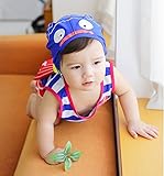 「楽々セレクトショップ」DUDU&MUMU正規品 全２色　大人気 ヒトデ柄 魚尾付き　上下セット 可愛い子供用水着 男の子 女の子 ブルーストライプ スクール セパレート キャップ付き 海水浴 スイミ