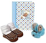 Stephan Baby Mini-Dot Photo Brag Book, Boo Bunnie and Bootie Socks Gift Set, Blue