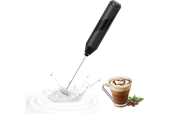latikaly ハンドヘルド泡立て器 泡だて器 電動ミルク泡立て器 ミルクフォーマー コーヒー、カプチーノ、ラテ、抹茶、ホットチョコレート用 (電池)