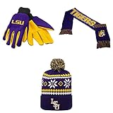 NCAA LSU TigersキャンパスチームスカーフFogbowビーニー帽子とグリップ作業グローブ3パックバンドル