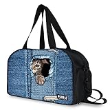 Ledback ボストンバッグ スポーツバッグ 靴入れ マザーズバッグ かわいい 猫柄 萌ちゃん 豊富な柄 トラベルバッグ 3way ショルダー付 大容量 2~3泊程度 旅行 ビジネス 軽量 個性的な