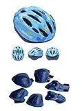 (ハーツクライ) Heart's Cry 軽量 サイクリング 自転車 用 ヘルメット キッズ ジュニア 子供 用 ダイヤル アジャスター 付き (プロテクター付き（スカイブルー/雪結晶）)