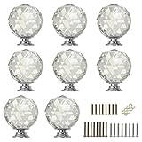 Sumnacon 8 Pcs 40MM Clear Crystal Glass Door Knobs - Round Diamond Wardrobe Doorknob/ Crystal Glass 