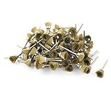 uxcell 軸付ワイヤーブラシ　ゴールドトーン　メタル　ステンレス鋼　50mm　100個入り