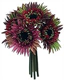 エルアーツ 造花 ワイルドガーベラブーケ 全長16cm・花径7cm ワイン E3535-09