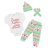 cm-trading カバーオール 新生児 クリスマス ロンパース 長袖 ベビー服 赤ちゃん 肌着 かわいい 4点セット 上着＋パンツ＋帽子＋ヘッドバンド 女の子 ルームウェア お出かけ 出産祝い プ