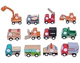 Greencherry　木製車のモデル く乗り物 ミニカー 　木のおもちゃ 救急車 パトカー 消防車 自動車 木製ミニカー　車のモデルの組み合わせ 知育玩具 雑貨和風玩具　12個セット入れ プレゼント