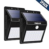 ikasus 28LED センサーライト 2200mAH内蔵バッテリー 長時点灯省エ ソーラーライト　分離可能 壁掛け式 防犯ライト IP65防塵防水 広角照明 三つの知能モード 白光（2Pack）