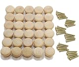 (アクテール)AQ-Terre つまみ 取手 木製 ネジ 付き セット 白木 塗装可能 DIY カントリー 家具 (径 28㎜ ・ 30個)