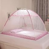 Meily ワンタッチ式蚊帳 ベビー蚊帳 ベビーベッド 床畳用 (ピンク（90*140*80cm）)