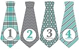 Monthly Baby Ties, Baby Boy, Gray Blue, Grey, Month Necktie by Penny & Prince Designs LLC