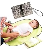 赤ちゃんマット おむつ替え おしゃれ トイレ ベビーマット おむつマット 人気 ストラップ 小物入れ付き 30日間返金保証付き (ブラウン2(Brown2))