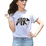 KINDOYO 新しい親子お揃い服 半袖Tシャツ ベビーロンパース PAPA MAMA BABY 熊 ペアTシャツ風 夏 親子服 家族お揃 (M, グレー MAMA)
