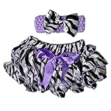 Kirei SuiベビーZebraサテンフリル付きブルマ&リボンヘアバンド カラー: パープル