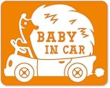 imoninn BABY in car ステッカー　【マグネットタイプ】　No.37　ハリネズミさん　（オレンジ色）