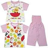 【本体綿100％】2018年 夏物 アンパンマン 天竺 半袖・半袖 ２トップスパジャマ Anpanman ピンク◇95cm