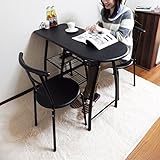 HIGHTYPE(天板高さ80cm) カウンターデスク 3点セット ブラック（黒） 110cm幅　チェア2脚付き