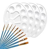 APLANET 4点入り水彩パレットと10本ペイントブラシセット 水彩筆 油絵用筆 絵の具 絵皿 塗装セット