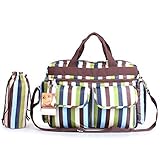 LakeRom Large Capacity Stripe Baby Diaper Bag Nappy Changing Pad Travel Mummy Bag Tote Handbag (Stri