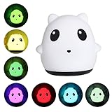 AOLVO子供LEDナイトライト、かわいいパンダシリコン夜ライトランプ7色Sensitiveタップ制御装飾ライトwith USB充電式forキッズ子供部屋寝室