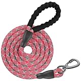 XiaZ 改良型 犬 ロングリード 9M 丸ロープ 第２代目カラビナ ロック 小型犬 中型犬 大型犬 反射素材 犬用散歩ひも 訓練用リード 犬用牽引ロープ かわいいピンク色