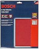 Bosch SS1R180 9-Inch by 11-Inch 180 Grit Red Sanding Sheet for Wood, 5-Pack by BOSCH