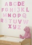 Funtosee Upper & Lowercase Alphabet Wall Decals, Pink [並行輸入品]