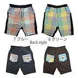 【SiShuNon/シシュノン】前チェック4分パンツチェック 4分パンツ 95 7 ブルー