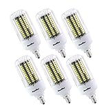 AmmToo pack of 6 E12 LED 18W corn bulb 85-265V 140Leds 5736 SMD 1440LM White 4000-4500K Candelabra b