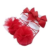 Sanlutoz ベビーソックス 新生児用靴下 女の子 赤ちゃん くつした お祝い 出産 祝い 可愛い プレゼント (12-24 M 対応足裏の長さ 11-13cm（薦め年齢：12-18ヶ月）, 红经