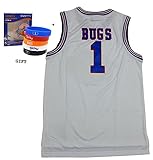 Bugs 1 Space Jam JerseyバスケットボールジャージーInclude FreeテーマWristbands (ホワイト, XL )