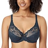 [DELIMIRA] ブラジャー レディース 大きいサイズ フルカップ 花柄レース ワイヤー入り パッドなし 脇高 背中スッキリ 小さく見せるブラ サルガッソ J95