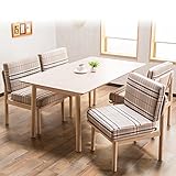 【愛らしい柔らか雰囲気のダイニング5点セット】 チェック柄のクッション座面 木目がうっすら見えるホワイトウォッシュテーブル チェア背面クッションは脱着可能 リラックス空間食卓 ベージュ色