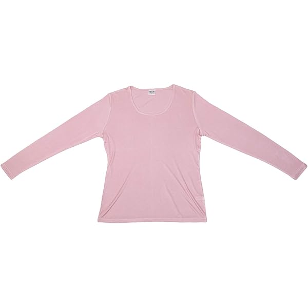 シルク100% 　長袖 インナー　 L 4枚 　ピンク シルクインナー 長袖 【S M L LL 3L サイズ】 シルク100% 3色