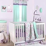 Pink and Purple Floral and Mint Dot 3 Piece Crib Bedding by The Peanut Shell by The Peanut Shell