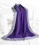 Bacati - Solid Center with Frame Style Border Plush Blanket (Solid Purple/Grey Border) by Bacati