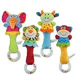 Domybest　子供おもちゃ　ガラガラ　ハンドベル　ラトル　動物　知育 音楽おもちゃ カラフル　手を振る楽器玩具　聴覚　視覚刺激　ランダムカラー