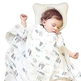 【ベビーアムール】Bebamour ベビーバスタオル ガーゼケット おくるみ 綿100％ふわふわ 120cm×120cm ブランケット タオルケット 出産祝い 保育園 お昼寝用 (森)