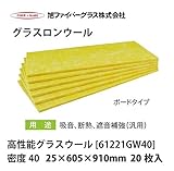 【旭ファイバーグラス】グラスロンウール　ボードタイプ 密度40（kg/m3） 20枚入　25×605×910mm[61221GW40]
