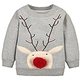 赤ちゃん幼児用女の子男の子クリスマスセーターキュートコットンプルオーバースウェットシャツ カラー: グレー