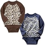 GAP（ギャップ）baby GAP ラグラン トップス＆ロンパース 長袖（ブラウン・ブルー）【月齢：3ヶ月～1歳】（並行輸入品） (3-6M（3ヶ月～6ヶ月）, ブルー（カリブ柄）)