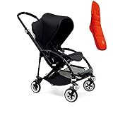 Bugaboo Bee3 Stroller - Black - Black - Black with Bugaboo Universal Footmuff (Orange) by Bugaboo Be